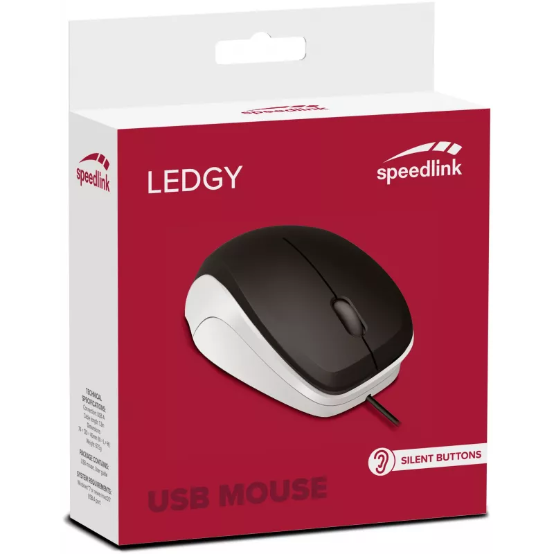 Speedlink Ledgy Silent mouse, nero/bianco (SL-610015-BKWE)