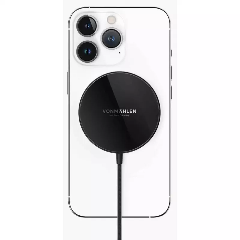 Caricabatterie wireless magnetico Vonmählen Aura Mini con cavo USB-C, 15W, nero