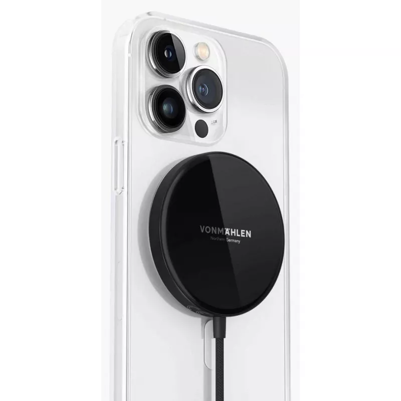 Caricabatterie wireless magnetico Vonmählen Aura Mini con cavo USB-C, 15W, nero