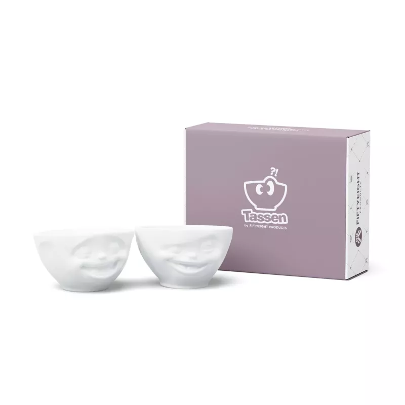 FIFTYEIGHT PRODUCTS set di ciotole 200ml - Lachend & Zwinkernd, bianco (2 pezzi)