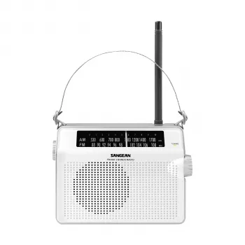 Sangean PR-D6 radio portatile AM/FM bianco con orologio e sveglia