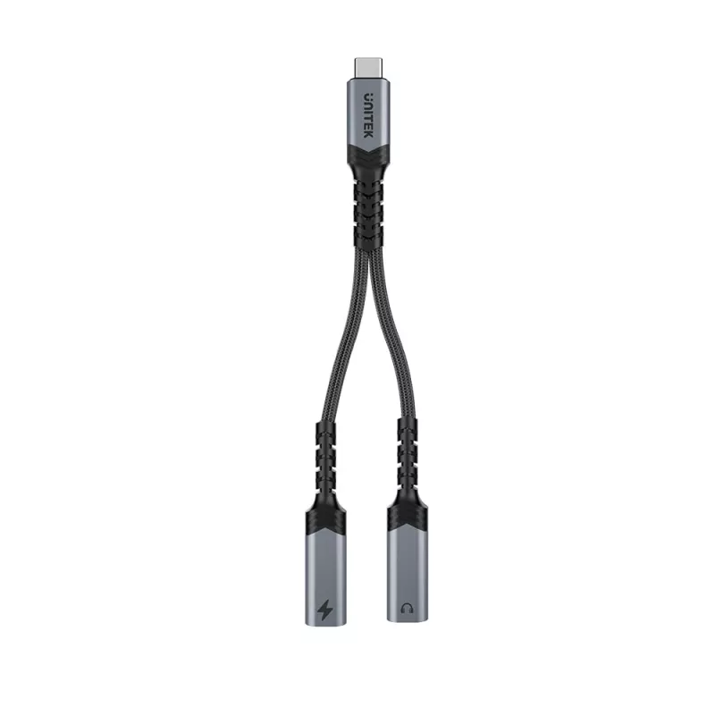Unitek adattatore audio e ricarica USB-C con Power Delivery 60W, 15 cm, Space Grey