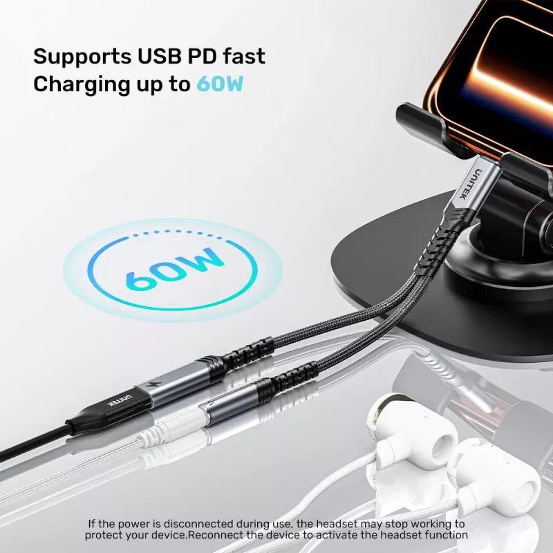 UNITEK Adattatore audio da USB-C a 3,5 mm con PD