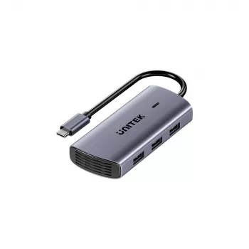 UNITEK hub multiporta USB-C 6-in-1 | 3x USB-A 5Gbps | PD 100W | HDMI 4K@30Hz | RJ45 Gigabit Ethernet | Space Grey
