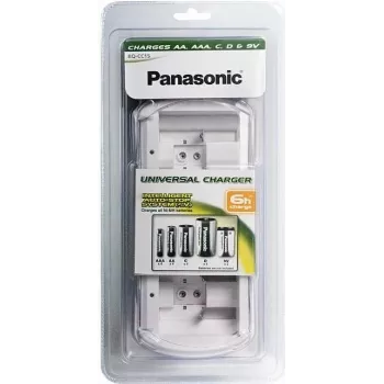 Panasonic BQ-CC15E/1B caricabatterie Smart & Quick Ni-MH per AA e AAA, 4 vani, canali singoli, AC 100-240V