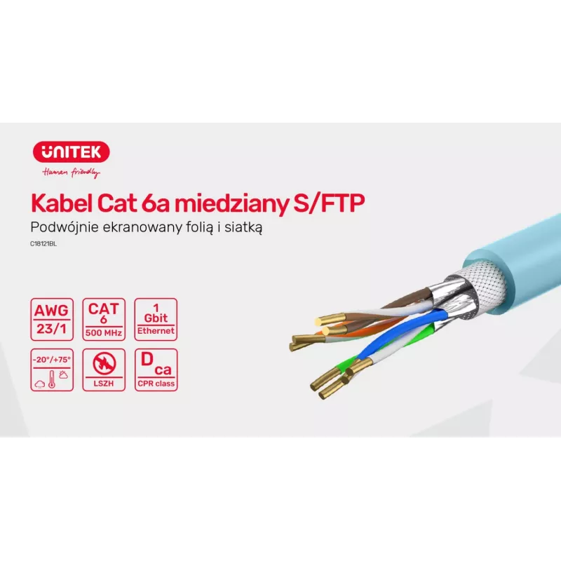 UNITEK C18121BL cavo per posa Cat.6A-S/FTP-LSZH, 305 m, blu