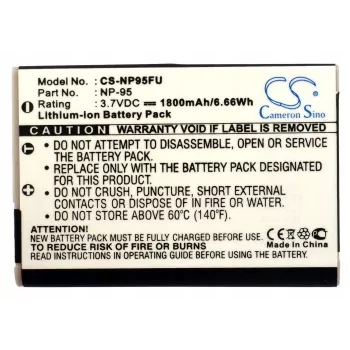 Cameron Sino batteria ricaricabile sostitutiva per Fujifilm NP-95 / Ricoh DB-90, 3,7V 1900mAh Li-Ion, nero