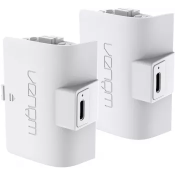 Venom doppio pacchetto batteria bianco PS5 – batteria per controller DualSense (2x 800mAh Li-Ion, Play & Charge, protezione da sovraccarico)