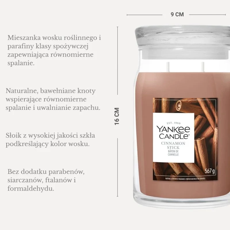 Candela in giara grande Yankee Candle Signature Cinnamon Stick 567g