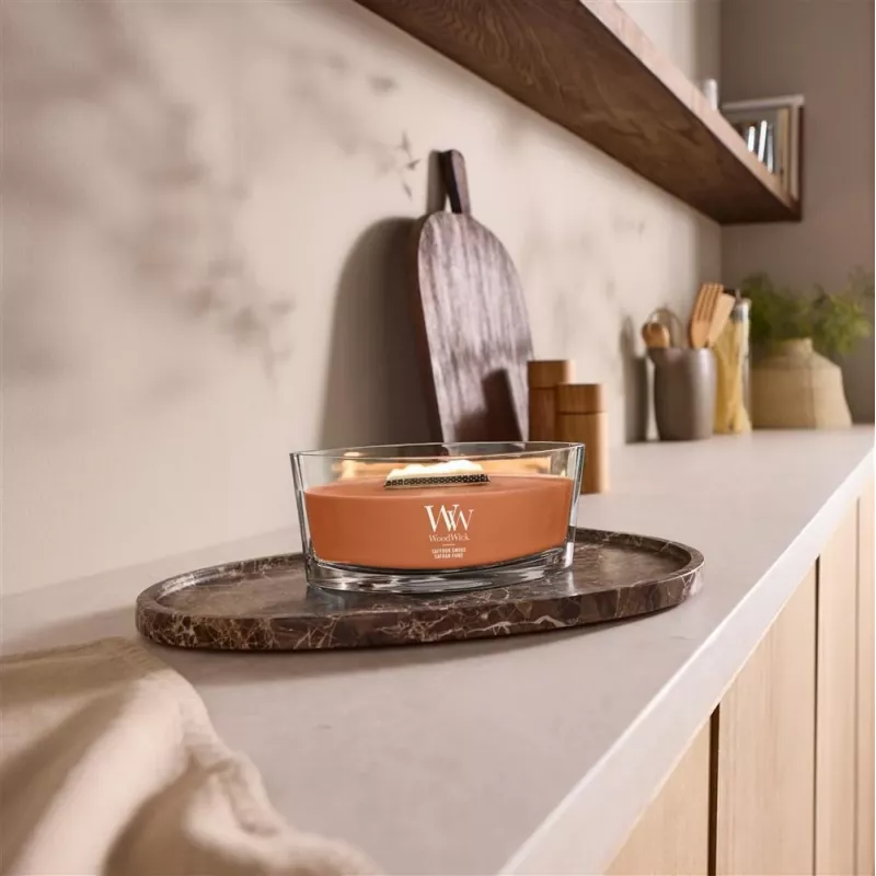 Candela profumata WoodWick Saffron Smoke Ellipse 453,6 g