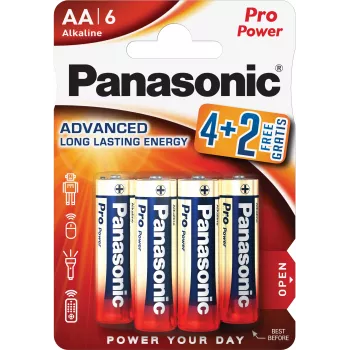 Panasonic Alkaline Power batterie AA LR6PPG/6BP confezione 4+2 gratis (6 pezzi)