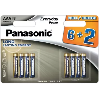 Panasonic Everyday Power batterie alcaline AAA LR03 confezione da 8 (6+2 GRATIS)