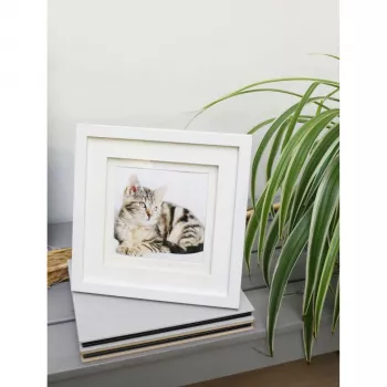 Deknudt S65KK1 cornice portafoto bianca in legno 13x13 cm con doppio passe-partout