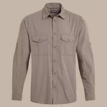Craghoppers Kiwi II camicia da viaggio a maniche lunghe - Pebble, XXL