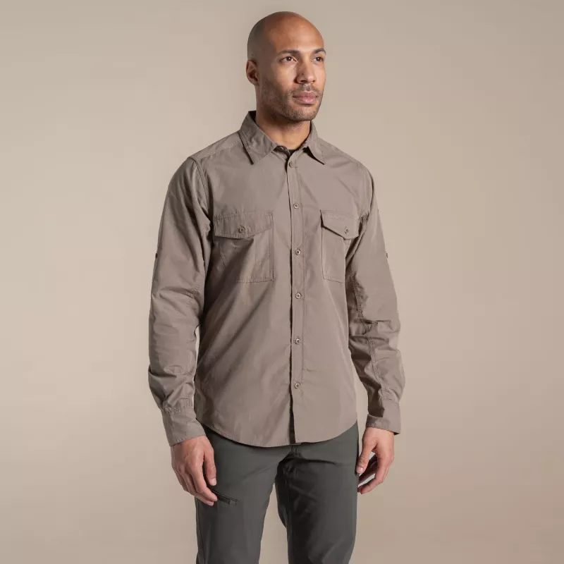 Craghoppers Kiwi II camicia da viaggio a maniche lunghe - Pebble, XXL