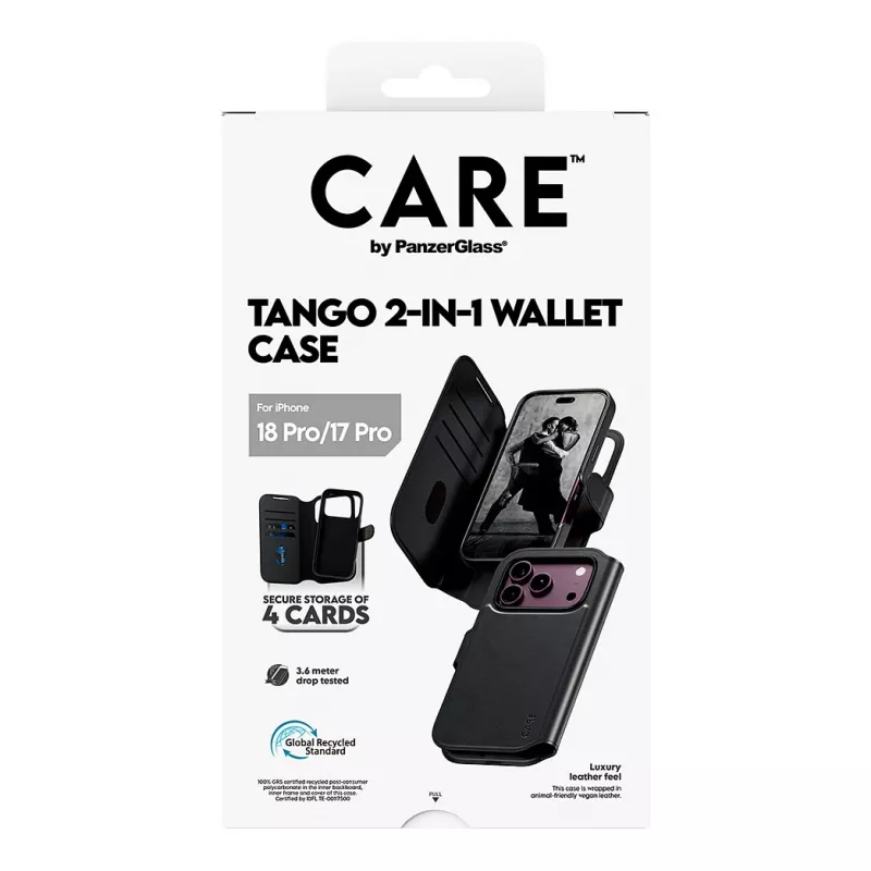 CARE™ by PanzerGlass® Tango custodia wallet 2 in 1 nera compatibile MagSafe per iPhone 18 Pro / 17 Pro