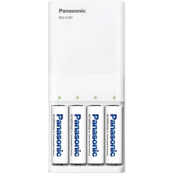 Panasonic eneloop BQ-CC87USB caricabatterie con 4 batterie ricaricabili da 1900 mAh (K-KJ87MCC40USB)