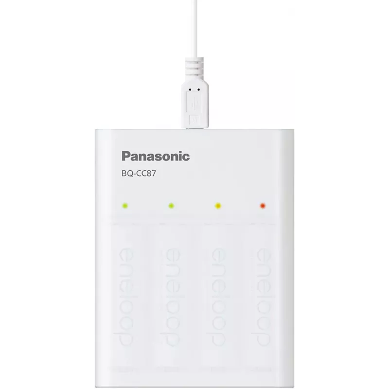 Panasonic eneloop BQ-CC87USB caricabatterie con 4 batterie ricaricabili da 1900 mAh (K-KJ87MCC40USB)