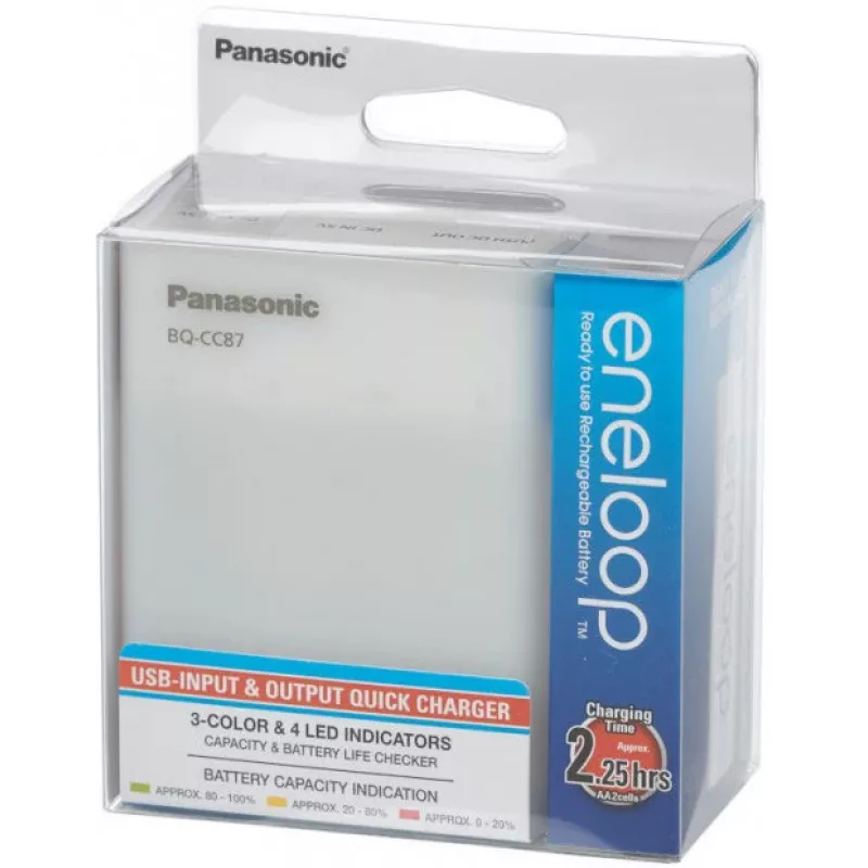 Panasonic eneloop BQ-CC87USB caricabatterie con 4 batterie ricaricabili da 1900 mAh (K-KJ87MCC40USB)