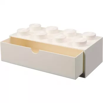 LEGO Brick 8 cassetto da scrivania scatola di conservazione bianca con 8 stud