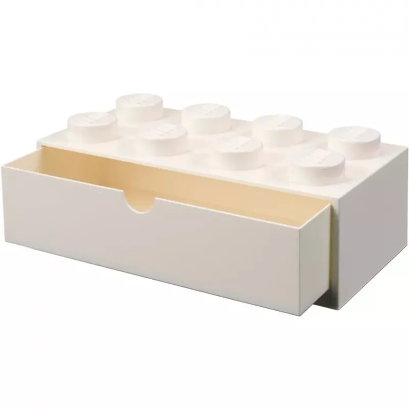 LEGO Brick 8 cassetto da scrivania scatola di conservazione bianca con 8 stud
