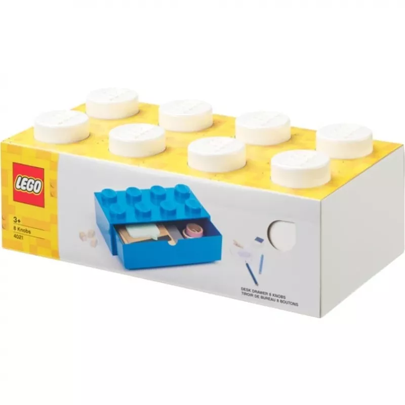 LEGO Brick 8 cassetto da scrivania scatola di conservazione bianca con 8 stud