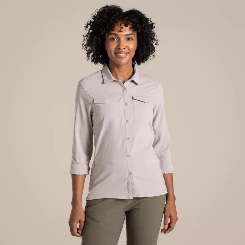 Craghoppers NosiLife Pro LS Shirt III camicia da viaggio donna - Soft Mushroom, XS