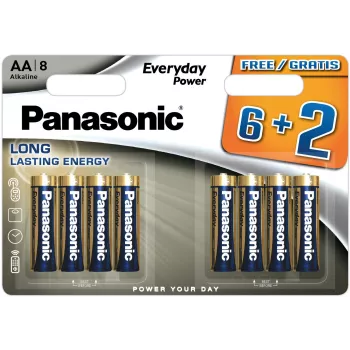 Panasonic Everyday Power batterie alcaline AA LR6 blister da 8 (6+2 bonus)
