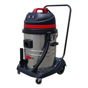VIPER LSU255 Aspirapolvere professionale per liquidi/solidi, doppio motore 1000W, serbatoio in polietilene 55L, tubo 38mm, carrello