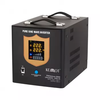 KEMOT PROsinus-2000 Inverter UPS a onda sinusoidale pura 12V a 230V 2000VA/1200W con funzione di ricarica - nero