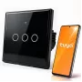 Qoltec 52713 interruttore luce smart touch 3 vie Wi-Fi timer Tuya Smart Life vetro temperato nero