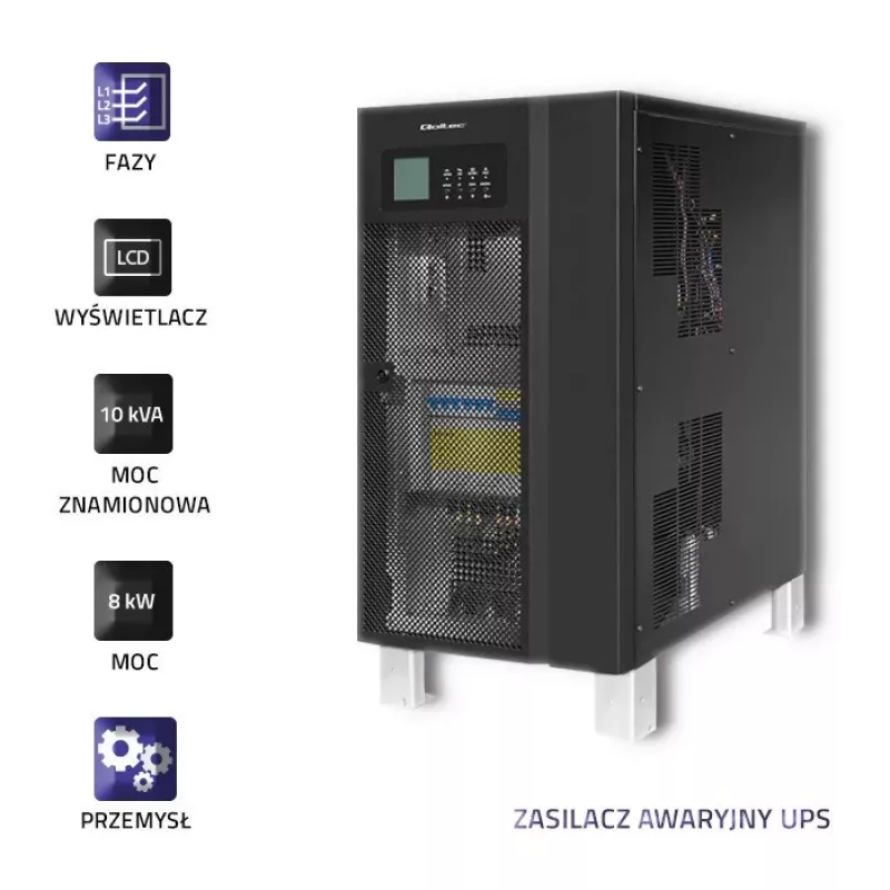 Qoltec 53948 UPS online a doppia conversione trifase 10kVA 8kW con LCD