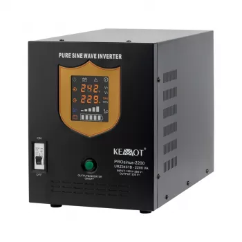 KEMOT PROsinus-2200 inverter UPS a onda sinusoidale pura con caricabatterie, 12V DC a 230V AC, 2200VA/1600W, tower, nero