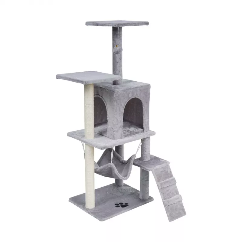 REBEL ANIMALS tiragraffi grigio 50x40x125 cm con cuccia e piattaforme