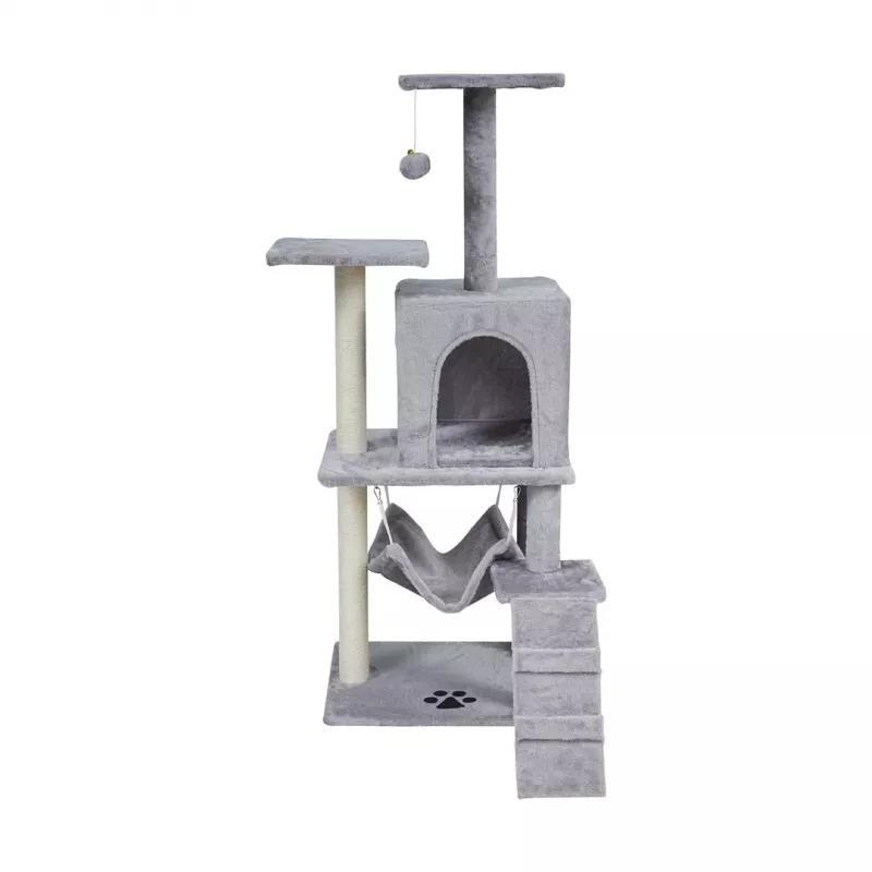 REBEL ANIMALS tiragraffi grigio 50x40x125 cm con cuccia e piattaforme