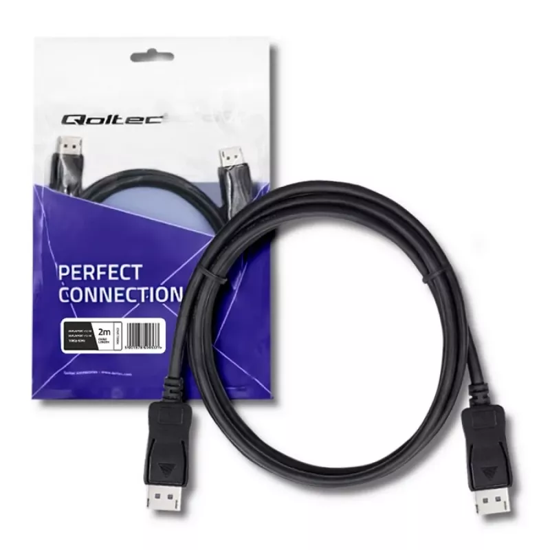 Qoltec Cavo DisplayPort 1.1, connettore maschio su connettore maschio, 4K, 2m, nero