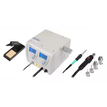 Stazione di saldatura SMD (aria calda + saldatore) - stazione di riparazione 2 in 1 con doppio display LED, 700W, ESD-safe