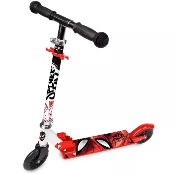 Disney Spider-Man monopattino a 2 ruote per bambini, pieghevole, manubrio regolabile, rosso/blu