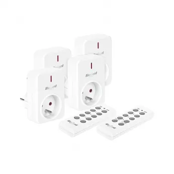 KEMOT URZ3471 set di prese radio (4 prese + 2 telecomandi, 433,92 MHz, bianco)