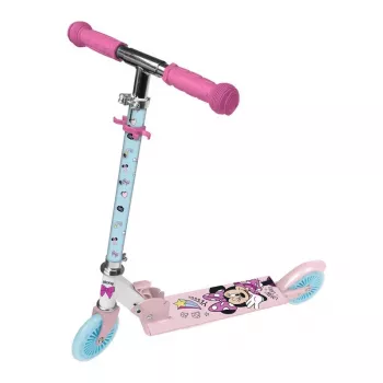 Disney Minnie Mouse Monopattino a 2 ruote per bambini, rosa, altezza regolabile, pieghevole, max. 50 kg