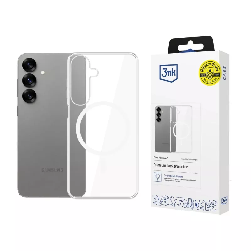 3mk Clear MagCase custodia per cellulare Samsung Galaxy S25 trasparente MagSafe