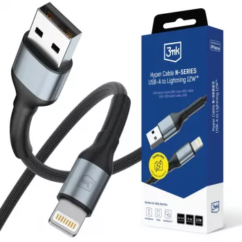 3mk Hyper Cable N-SERIES USB-A a Lightning 2m QC 3.0 5V/2.4A 12W Nero