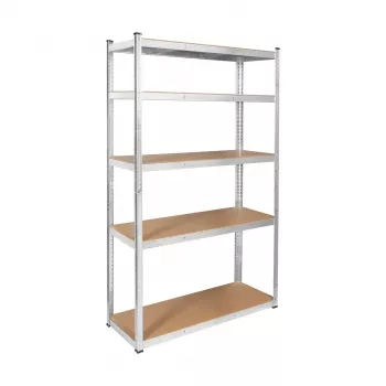 REBEL RB-1253 Scaffale in metallo 205x120x45 cm argento, 5 ripiani, portata totale 875 kg