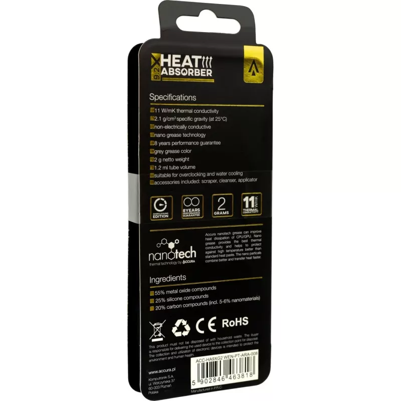 Accura Heat Absorber 9.2X grigio set 2 g pasta termica