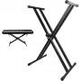 MOZOS KSX1 X-Type Supporto per tastiere e pianoforti digitali, acciaio a una traversa, portata 25 kg, altezza 650-980 mm, pieghevole