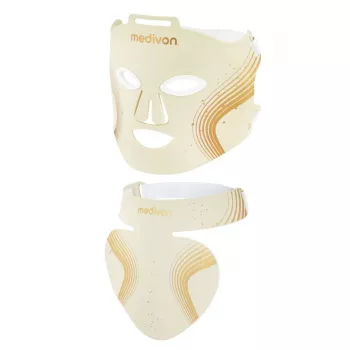 Medivon Maschera viso LED Lumi Max - fototerapia a 7 colori, 192 LED, telecomando, intensità e timer regolabili