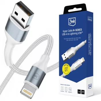 3mk Hyper Cable N-SERIES USB-A a Lightning 2m 5V/2.4A 12W bianco