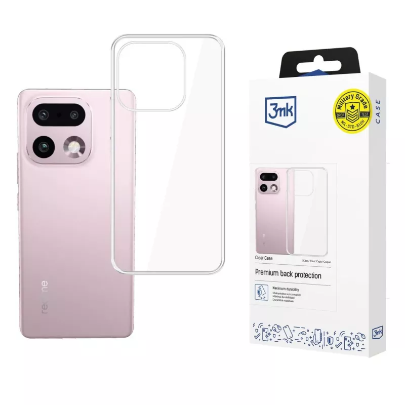 3mk Clear Case per Realme 10 Pro+ 5G - custodia protettiva posteriore TPU trasparente con tecnologia Absorber125™