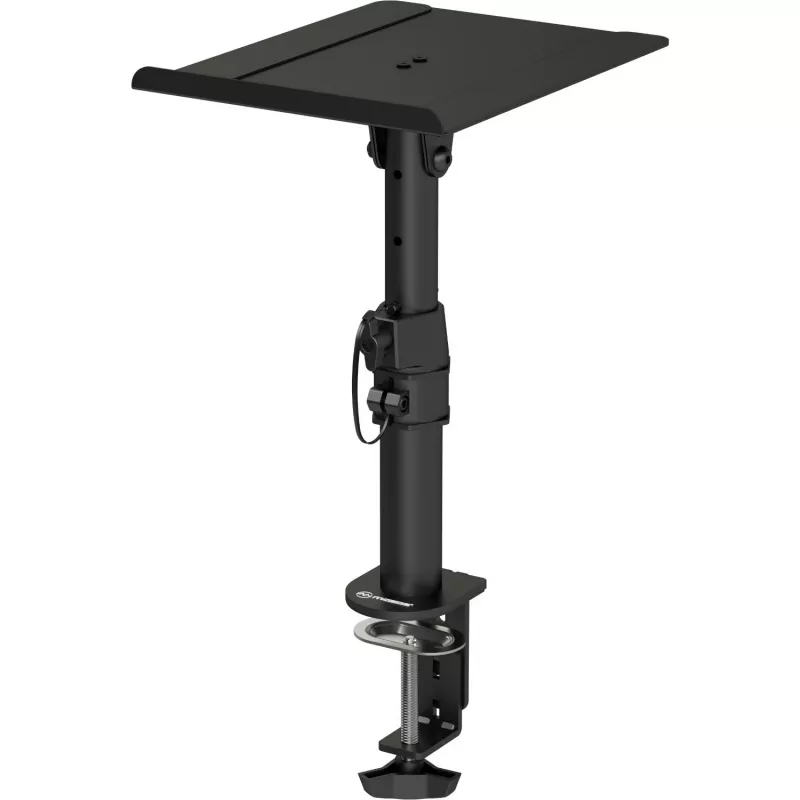 MOZOS MSK10 coppia di supporti per monitor da studio - supporti per diffusori in acciaio regolabili in altezza con pad disaccoppianti, punte da pavimento e gestione dei cavi, 800-1300 mm, portata 20 kg per supporto, nero
