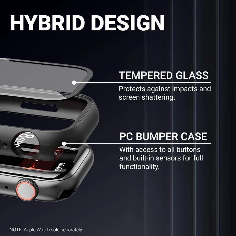 CRONG Hybrid Watch Case con vetro temperato per Apple Watch 44mm - trasparente